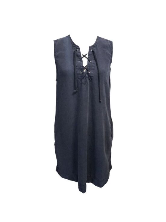 Bella Dahl Dresses & Skirts - Bella Dahl Women's Dark Wash Denim Tie Up Neck Dress Medium